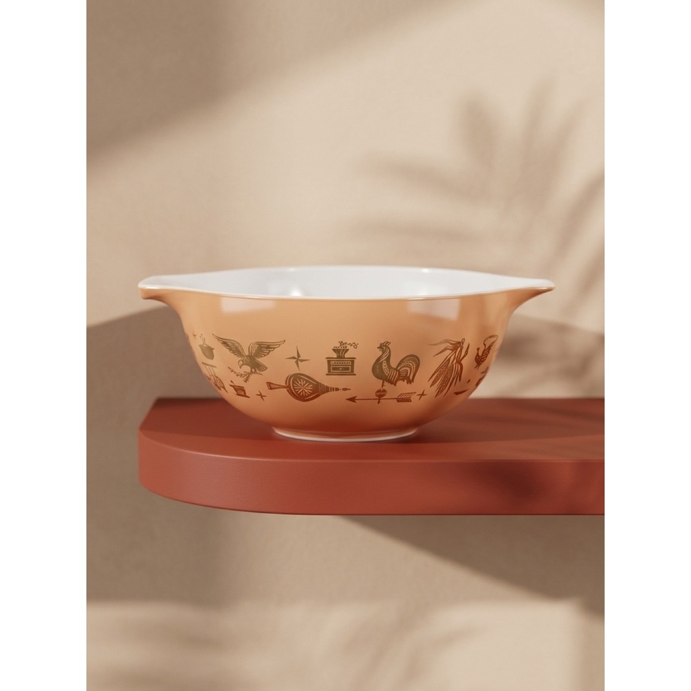 Vintage Pyrex Early American Cinderella Mixing Bowl Brown Gold 1.5 Quart